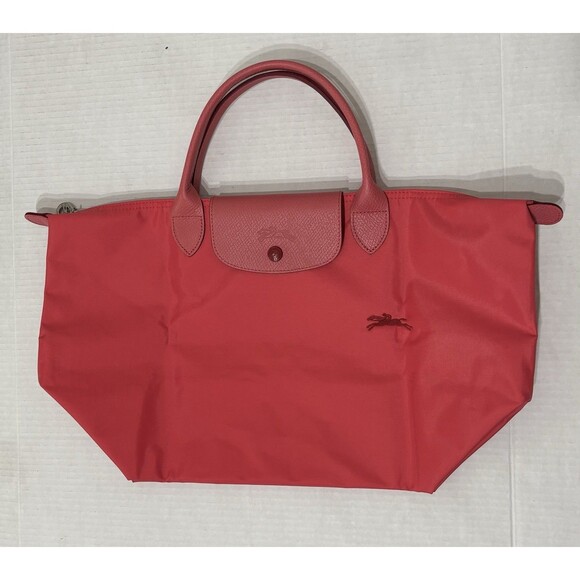 LONGCHAMP Medium Le Pliage Club Leather Trim Tote Bag, POMEGRANTE, MSRP $155 - Picture 1 of 9
